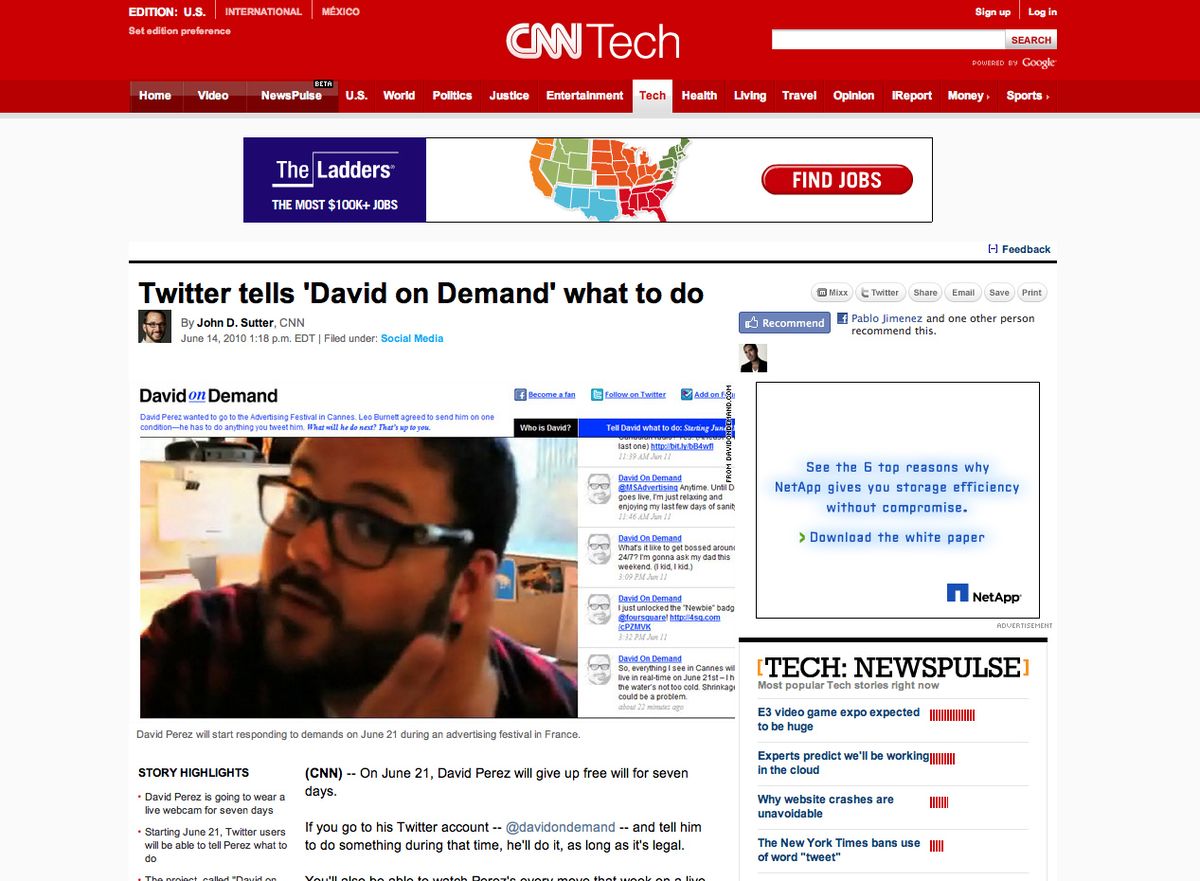 Press coverage of David on Demand