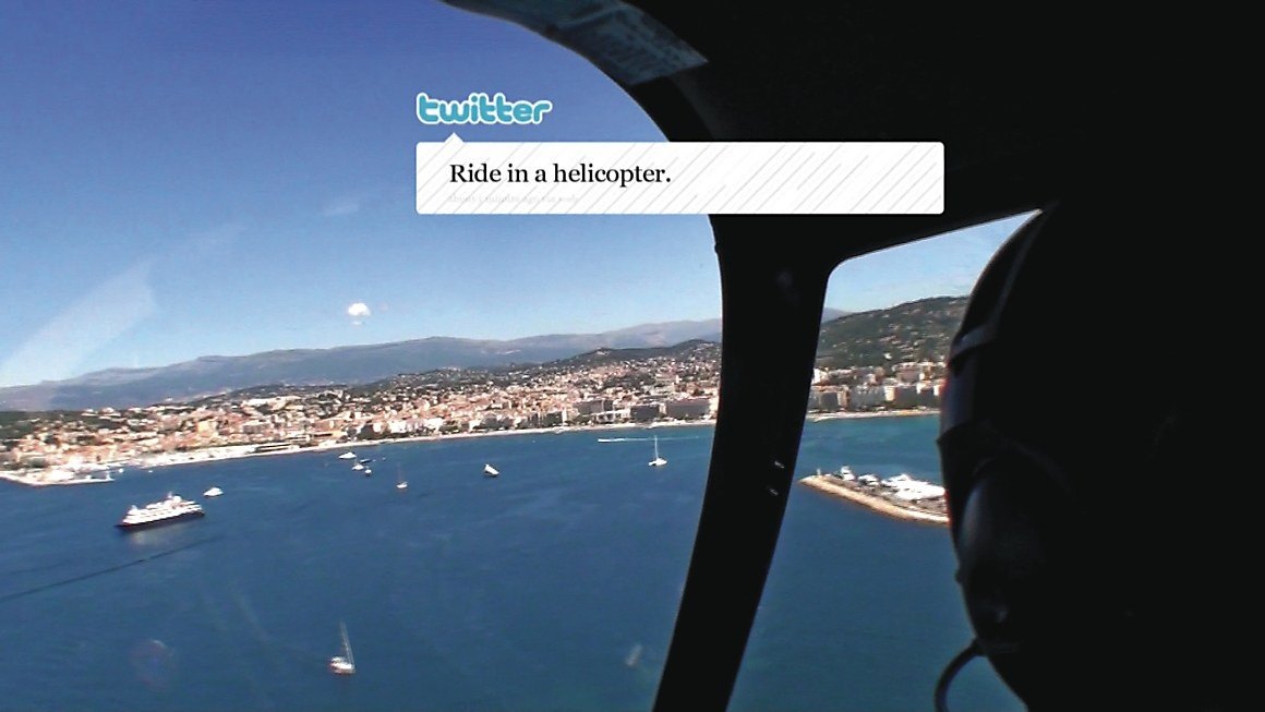 The view from a helicopter over Cannes on the tweet command, ride in a helicopter