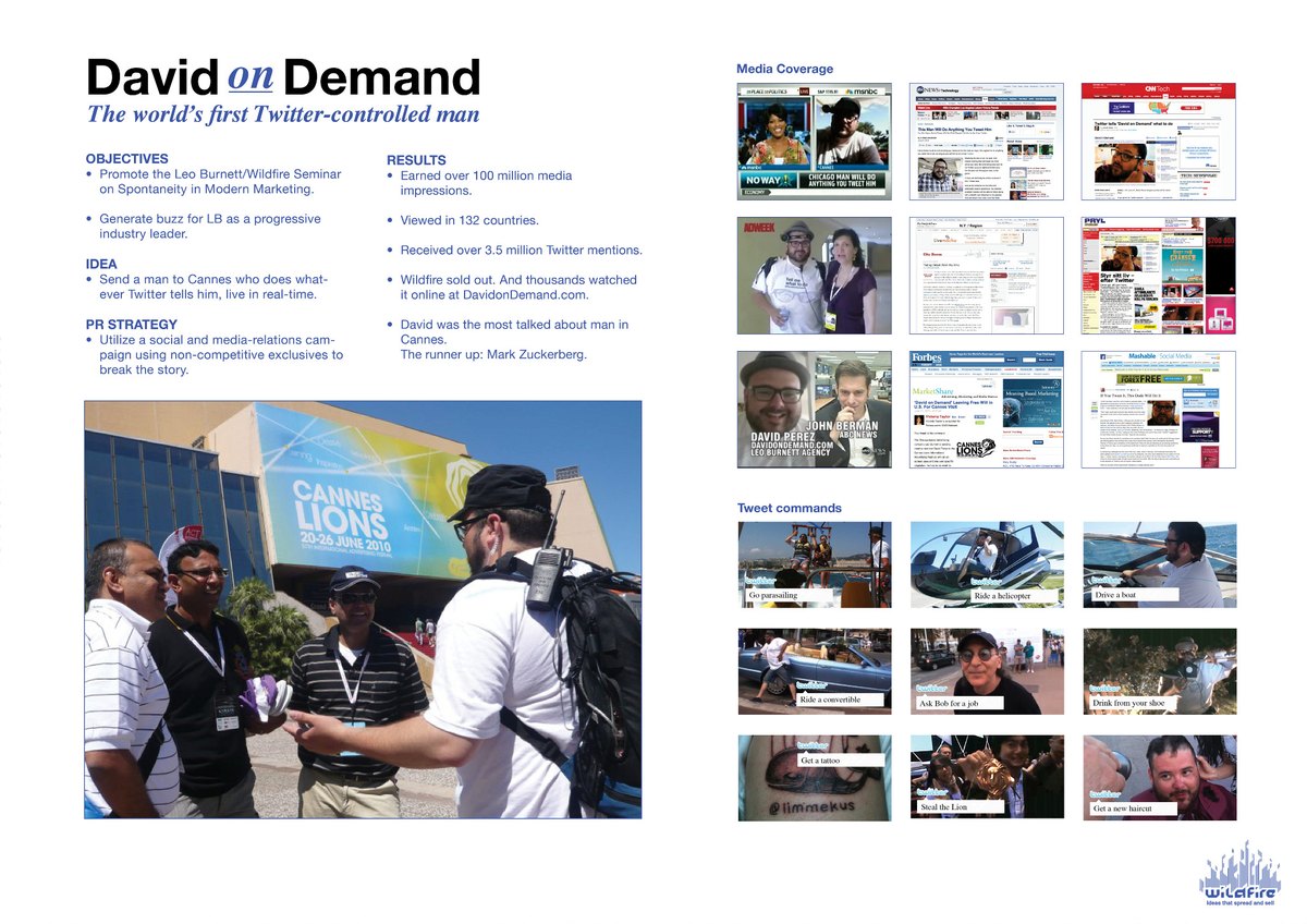 David on Demand, the campaign board, with the media coverage and the tweet commands laid out