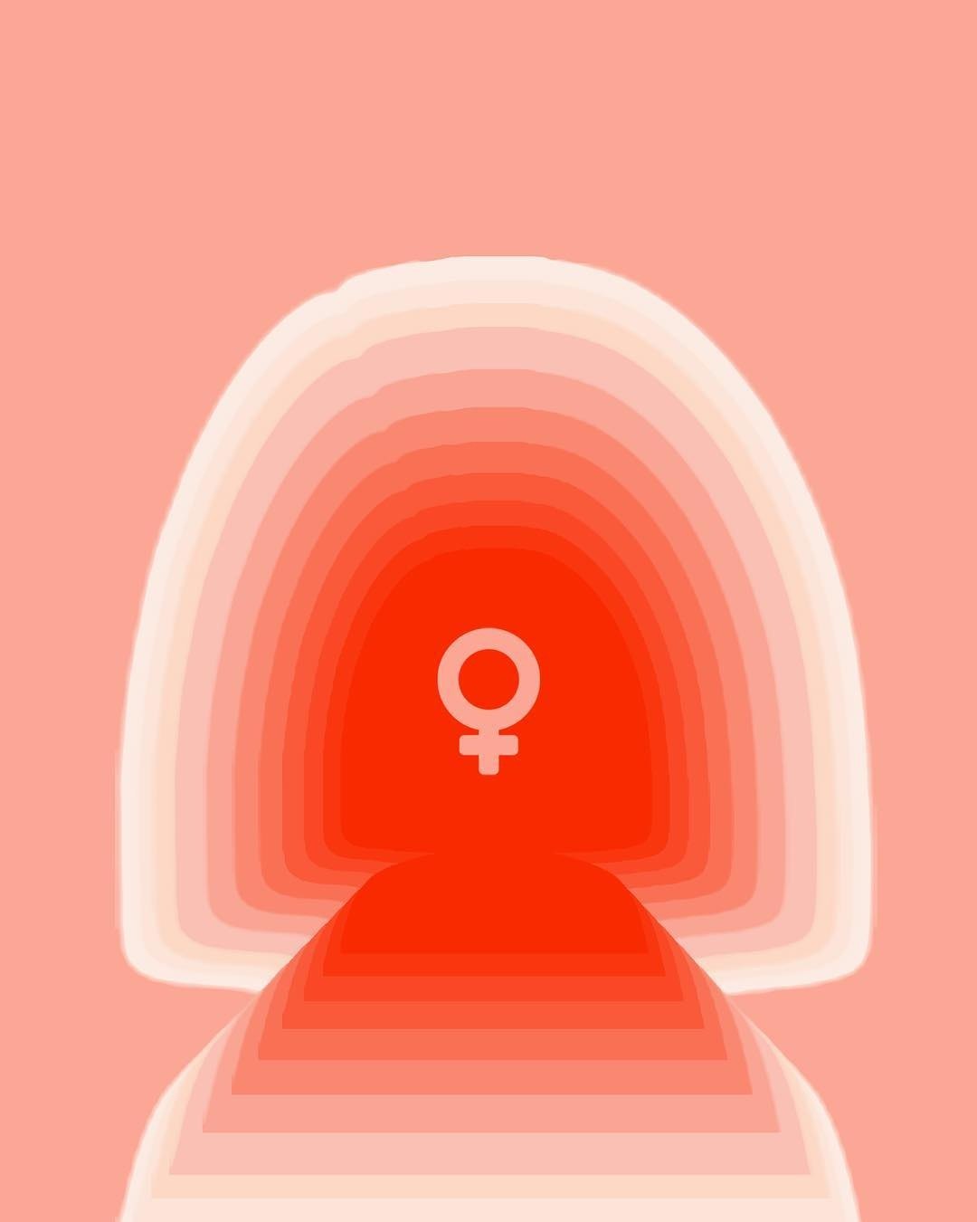 Emojions painting, the Venus symbol inside red gradient arches