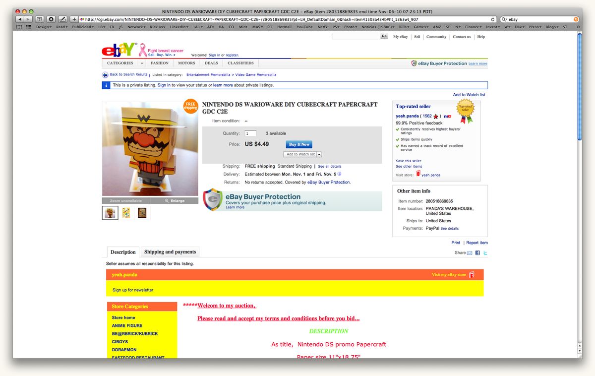 The flyer still listed for resale